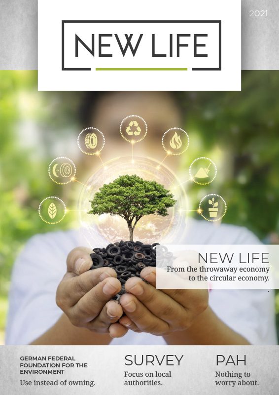 NEW LIFE Magazine Cover, Scrap Tire Recycling, Rubber Recycling and Circular Economy